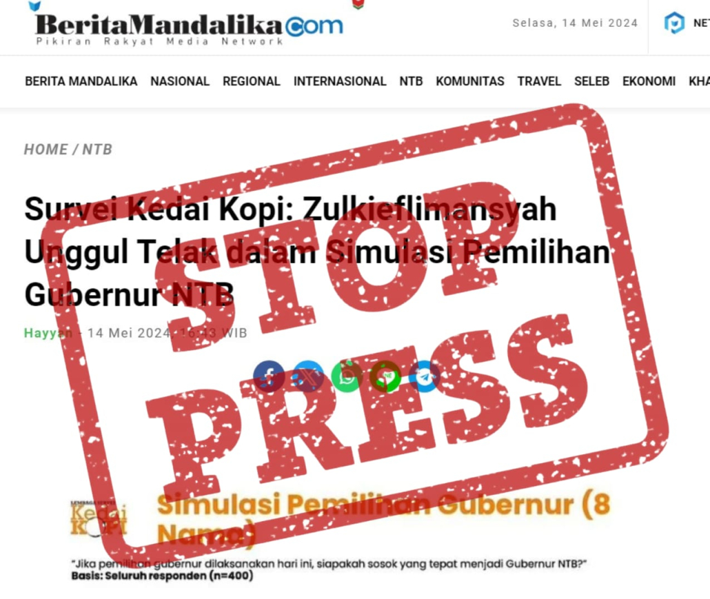 STOP PRESS Hak Jawab Hasil Survei NTB Yang DImuat Media ‘Berita Mandalika’